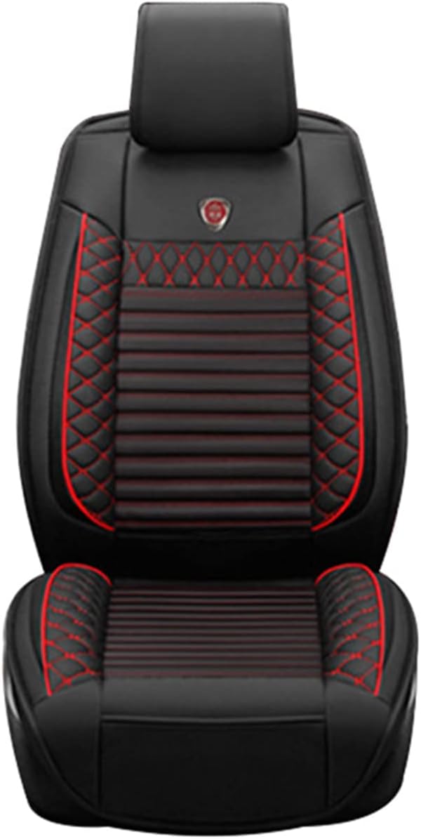 Custom Car Seat Cover for BMW 1 2 3 4 5 6 7 Series X1 X2 X3 X4 X5 X5M X6 X6M I3 I8 Z4 5-Seat Car Seat Cushion Cover Full Set Needlework PU Leather Seat Pad Protector (Black & red)