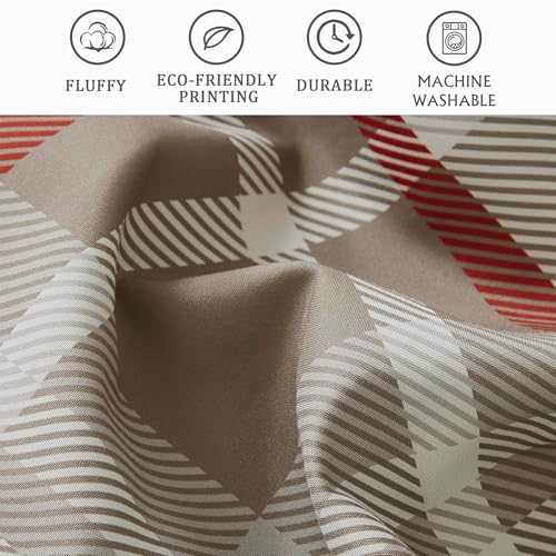 Image of MaiReve Twin XL Comforter Set, Plaid Design Comforter Set 5 Pieces,Twin XL Comforter for Dorm Farmhouse All Season Lightweight &Comfy with Fitted Sheet, Flat Sheet (Khaki, 66 inchx90 inch)