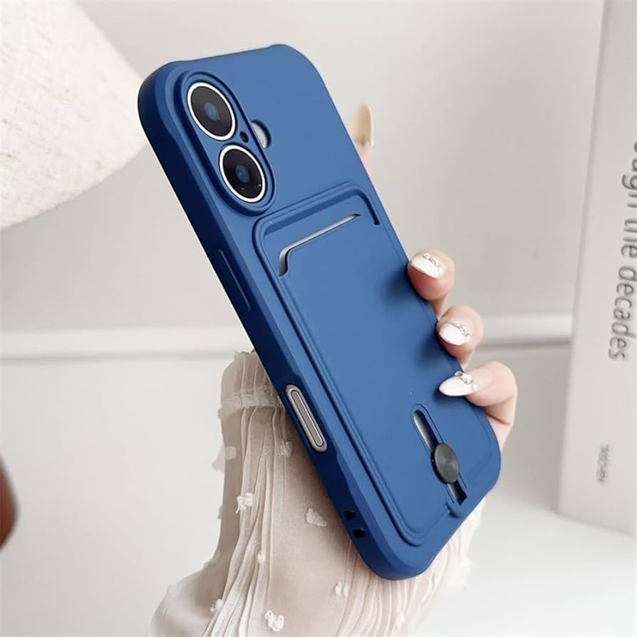 カードホルダースロット財布ケース iPhone 13Pro シリコン　青 カードホルダースロット財布ケース iPhone 13Pro シリコン 青