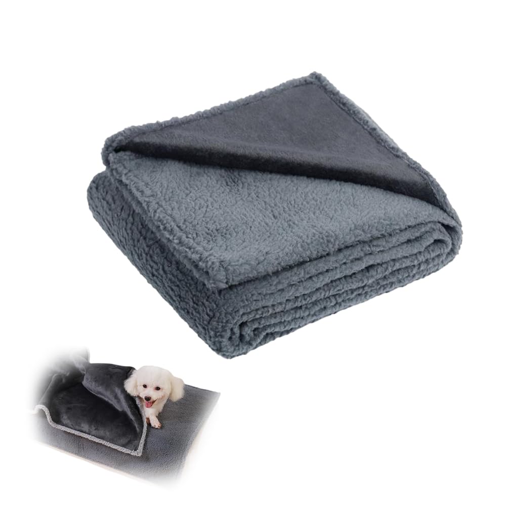 BFDSGWQ Waterproof Dog Blanket, 3-Layer Flannel and Sher-pa Pet Throw, Sher-pa Fleece Leakproof Bed Blanket for Crate Kennel Sofa