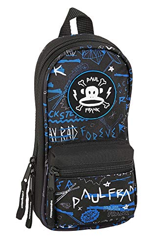 Safta Plumier Mochila con 4 Estuches y Útiles de Paul Frank  120x50x230mm  Negro Azul
