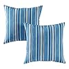 Greendale home fashions outdoor 17 inch square throw pillow set of 2 steel blue stripe 2 count  urban country home decor