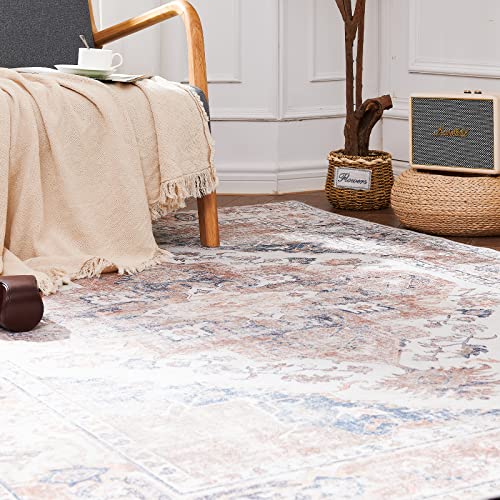 TOPICK Door mat Washable 60x90cm Light Red Entryway Doormat Indoor Floral Print Small Rug Thin Lightweight Non Slip Carpet for Kitchen Bathroom - Image 2