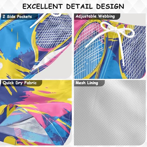 Boys Beach Board Shorts Tennis Blue Graffiti Swim Trunk Teen Swimwear 8-16Y3