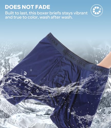 Image of BAMBOO COOL Men's Ultra Breathable Underwear,No Riding Up Boxer Briefs with ComfortFlexible Waistband,Multipack