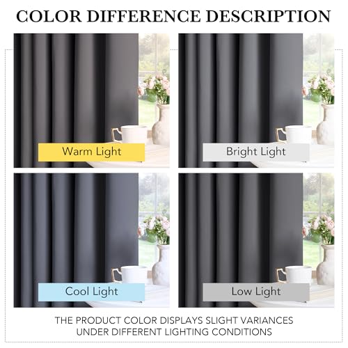 PONY DANCE Grey Blackout Curtains - Pencil Pleat Room Darkening Window Curtain Panels for Boys' Bedroom Solid Window Blinds for Thermal Insulated, W55 X L69, 1 Pair - Image 5