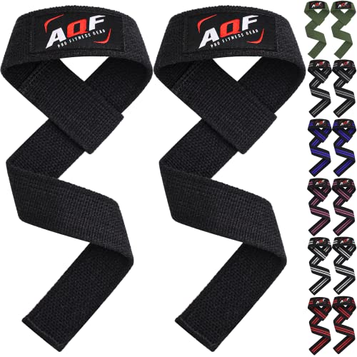 AQF Weight Lifting Straps for Gym, CrossFit non-padded Training Wrist Support Straps Bodybuilding Powerlifting Fitness Webbing Bar Grips