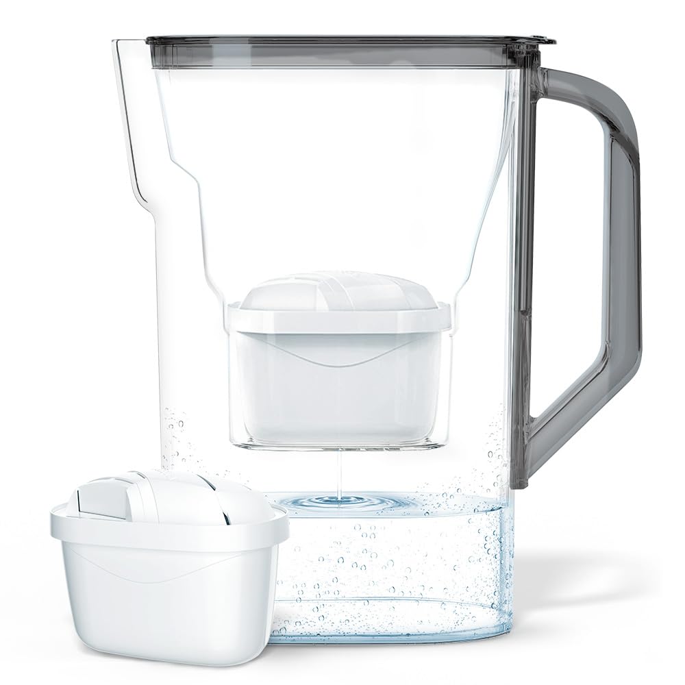 Wessper Dzbanek Filtrujący 2.7L | Zamiennik dla filtra Dafi Unimax Aquaphor A5 BRITA Maxtra+ PHILIPS AWP212/10 | Filtr do Wody Redukujący Kamień i Chlor | Dzbanek Filtrujący + 1x Wkład – Czarny