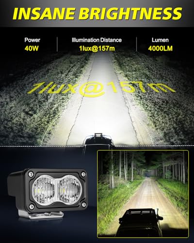 Image of 3 inch 40W CREE LED Pods with Wiring Kit & Covers - Driving Flood