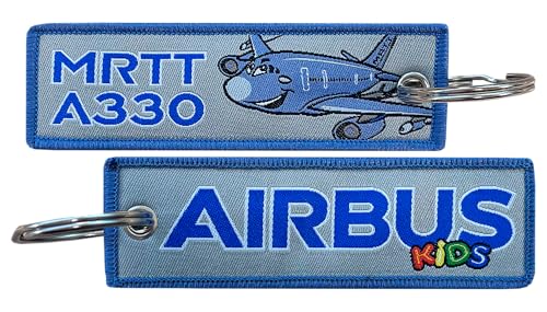 Tacro Porte-clés d'avion militaire A330 MRTT Kids 10 cm brodé avec design convivial, parfait pour une utilisation sur les clés et pour les petits amateurs d'aéronautique, bleu, M