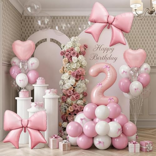 Image of 2nd Birthday Decorations for Girl,Pink 2 Balloons for Party Decorations