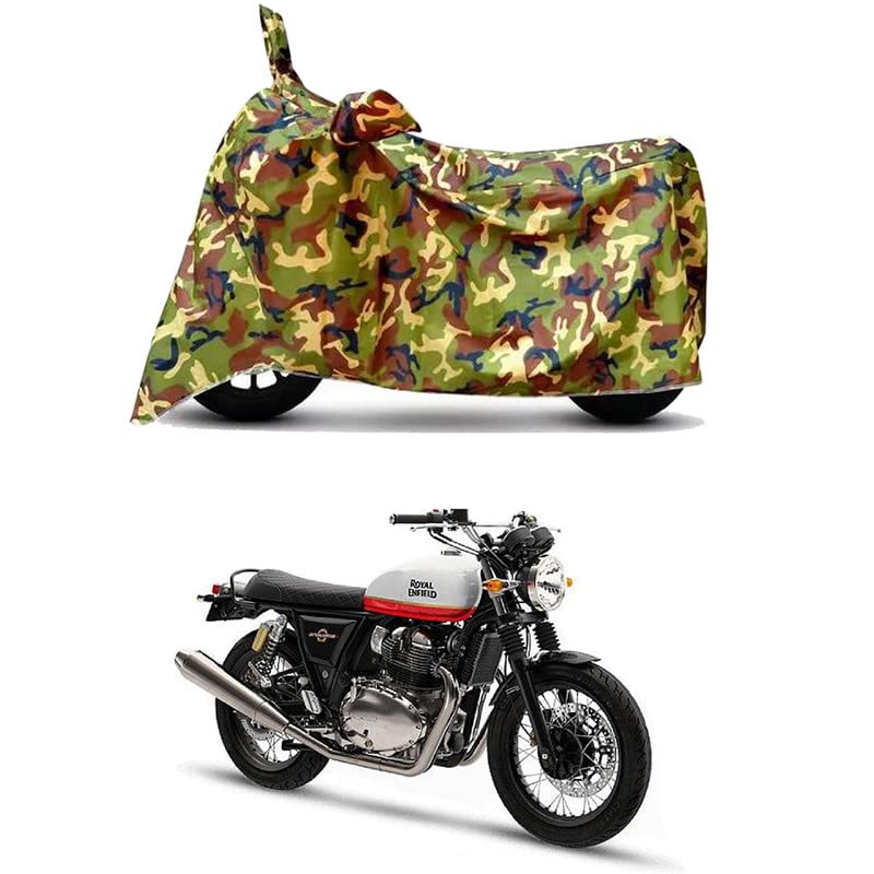 Image of Waterproof 100% PVC Coated Bike Scooty Two Wheeler Body Cover Compatible For Royal Enfie Interceptor 650 BS6 /UV-Rays /Heat Protection /Birds Dropping /Scratchproof /Dust proof[6X6 Jungle Print]