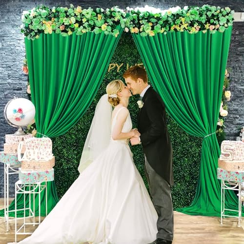 Image of 10 x 7 Feet Grass Green Backdrop Curtain for Partie, Background Curtains for Photoshoot, Birthday, Wedding, Halloween, Thanksgiving, Christmas, New Year Party Decorations 5Ft x 7Ft, 2 Panels