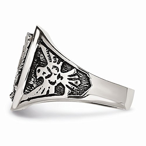 Solid Stainless Steel Polished Enameled Eagle Ring3