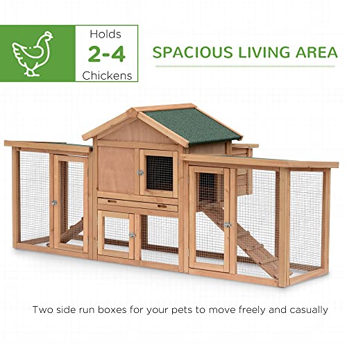 Pawhut 80" Chicken Coop Wooden Chicken House Rabbit Hutch Poultry Cage Hen Pen Backyard With Nesting Box Run #TOP4
