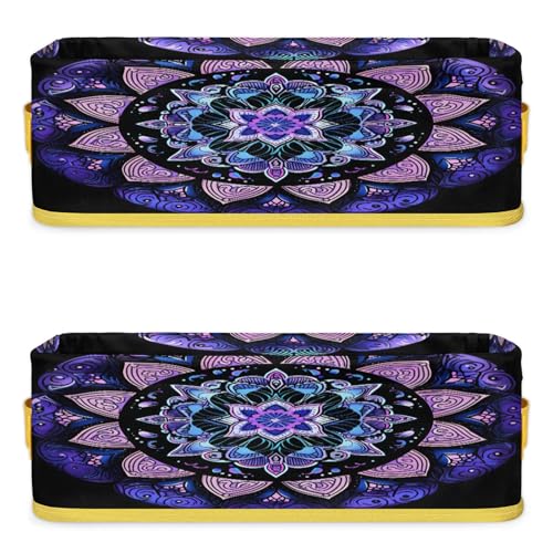 Fantastic Mandala Pattern Bathroom Storage Basket Waterproof Foldable Storage Bins with Handles Decorative Toilet Paper Storage Basket for Organizing for House Bathroom Toiletries Set of 2