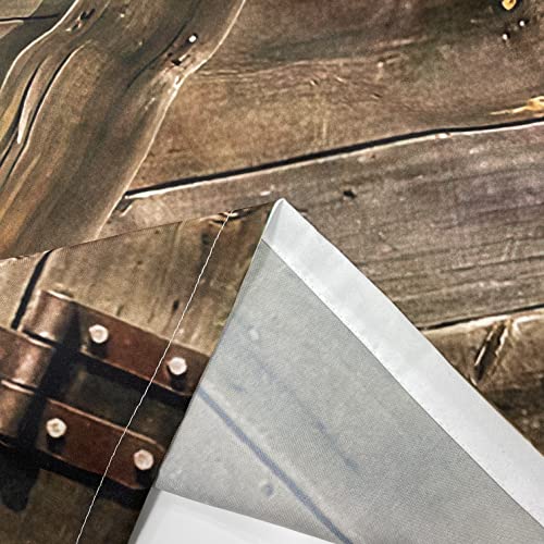 Anhope Rustic Curtains Rod Pocket Wooden Barn Door Village Farmhouse Western Country Farm Retro Woods Vintage Print Pattern Window Drapes For Cafe Living Room Bedroom Closet W52 X L84 Inch 2 Panels #TOP5