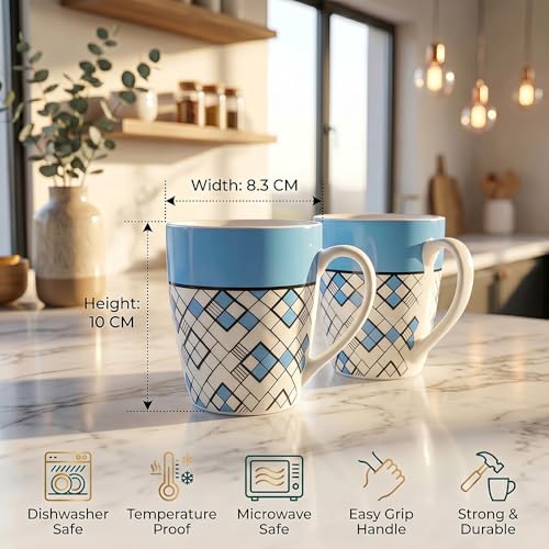 Image of UPC Premium Bone China Coffee Mug Set of 2 | Elegant Ceramic Tea & Coffee Cups for Home, Office & Cafe | Lightweight, Durable, Microwave & Dishwasher Safe Mug Set | Luxury Drinkware Collection