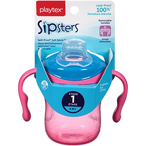 Image of Playtex Sipsters Stage 1 Spill-Proof, Leak-Proof, Break-Proof Soft Spout Sippy Cup - 6 ounce - 1 Count (Color May Vary)