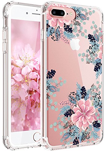JAHOLAN Cute Girl Floral Design Clear TPU Soft Slim Flexible Silicone Cover Phone Case Compatible with iPhone 7 iPhone 8 - Begonia Flower