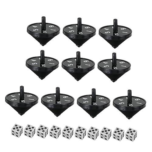 BESTonZON Gyroscope Tops 10 Pcs Set Black Great for Stage Performances and Parties