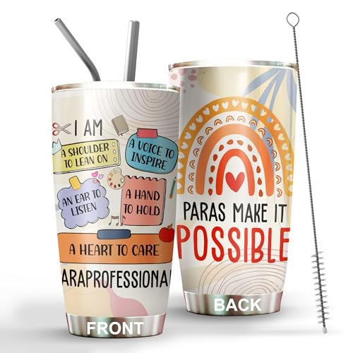 MEDROC Paraprofessional Tumbler Stainless Steel 20oz, Paraprofessional Appreciation Gifts Bulk for Women Men, Teacher Assistant Aide Para Gifts from Student Teacher, Best Paraeducator Must Have