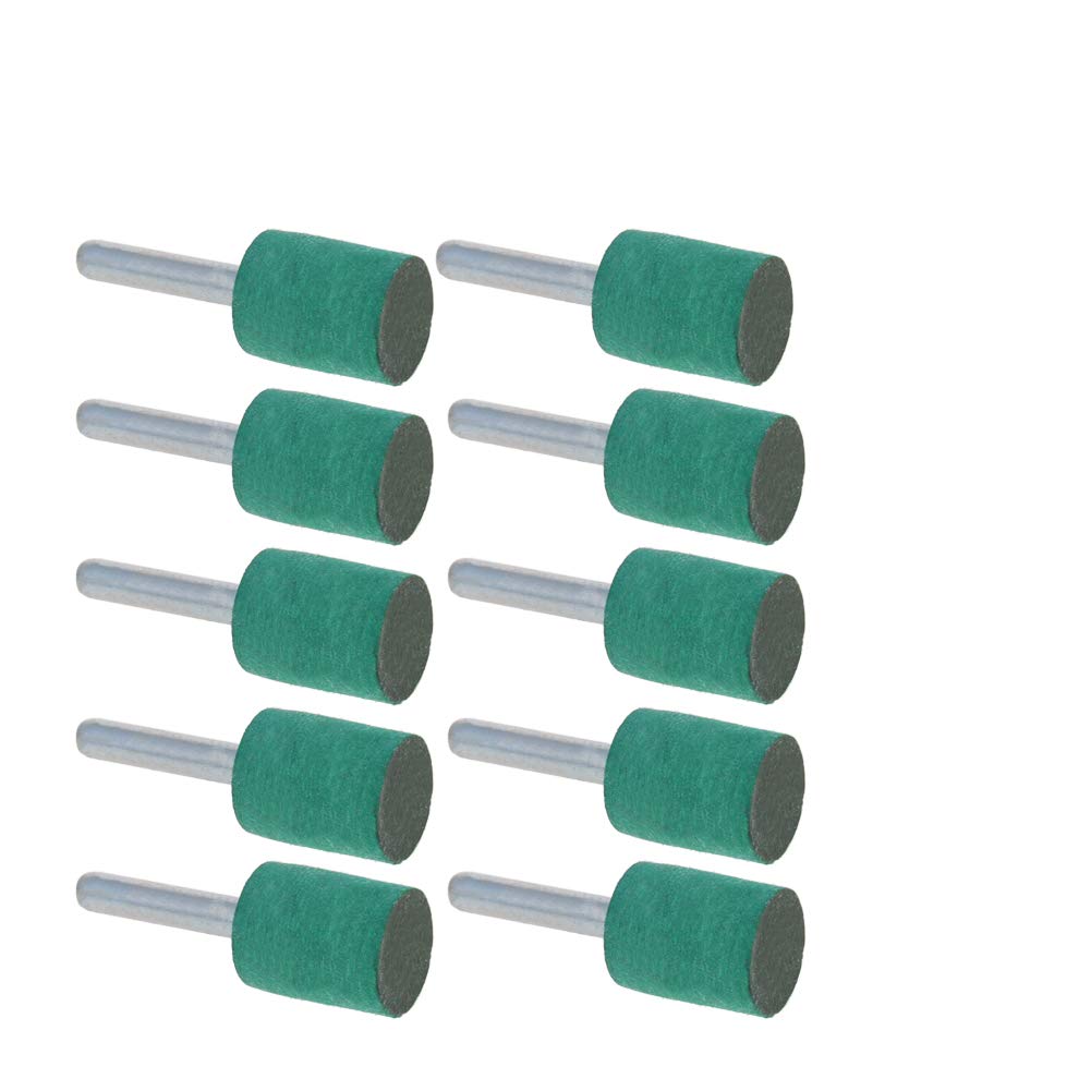 Utoolmart 18mm Rubber Polishing Burrs Bits with 6mm Shank Buffing Wheels for Rotary Cylindrical Tools Green 10 Pcs