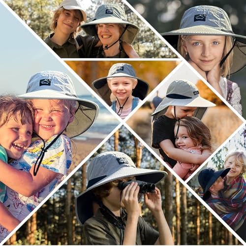 Image of ZOORON Kids Sun Hat with Neck Flap UPF 50+ UV Protection Wide Brim Breathable Fishing Safari Beach Summer Hat for Boys Girls