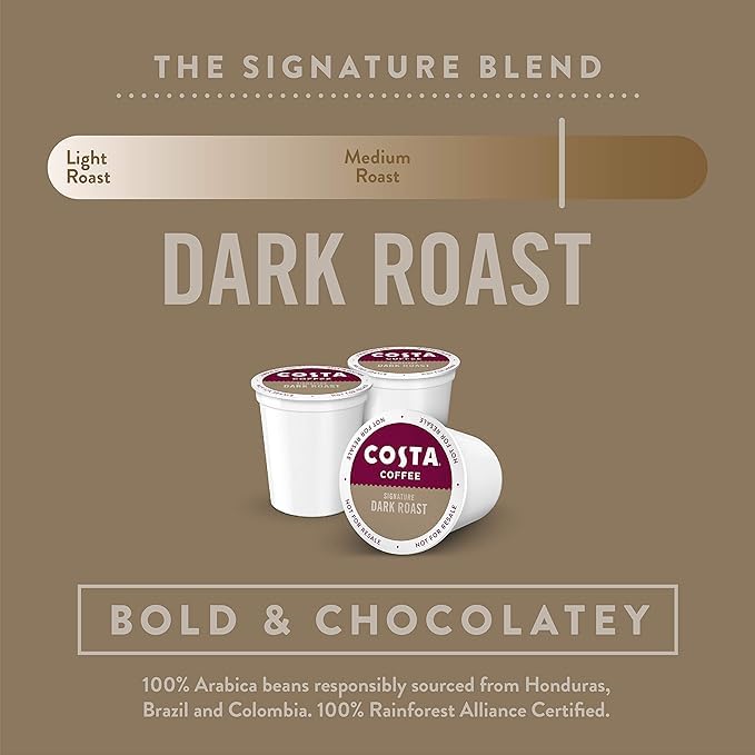 Image of Costa Coffee Single Serve Pods Compatible with Keurig K-Cup Brewers Dark Roast, 60 count