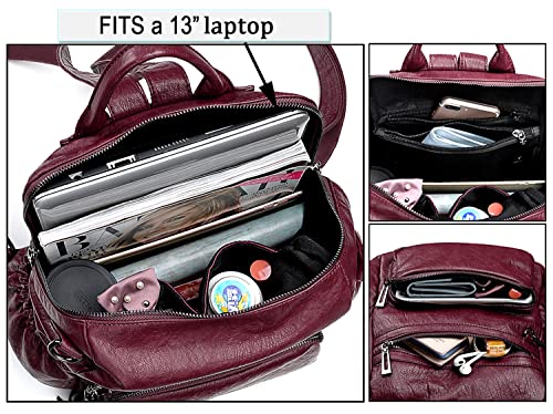 Image of UTO Women Backpack Purse Leather Vegan Ladies Fashion Designer Rucksack Convertible Travel Shoulder Bag with Tassel