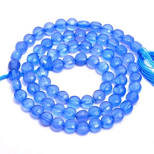 Calcédoine bleue perles 4-5mm facettées de qualité AAA pour création de bijoux uniques
