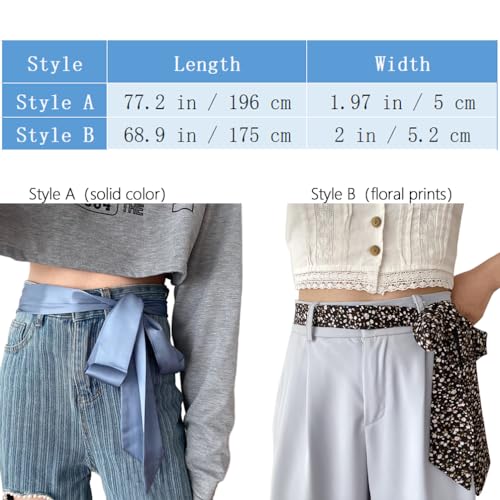 Women Jeans Waist Tie Belt Sash Belt for Chiffon Dress Faux Silk Scarf Belts2