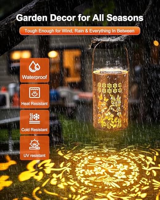 Hummingbird Solar Lanterns Outdoor Waterproof Garden Decor Birthday Gifts for Women, Mothers Day Gifts for Mom, Hanging Solar Lantern Decorations for Yard Patio Porch Deck Backyard Outside