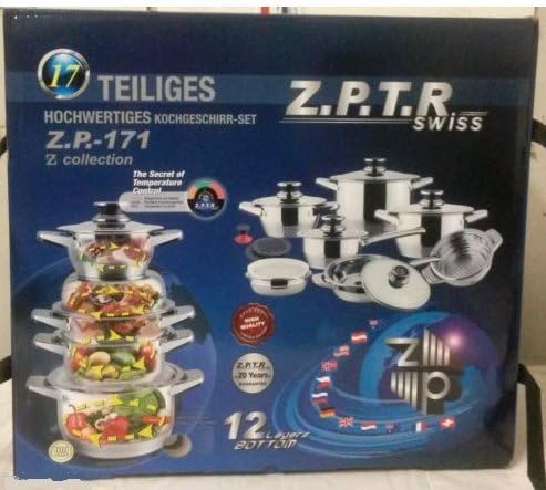 Swiss 16 Piece Stainless Steel Cookware Set. Z.P.-171