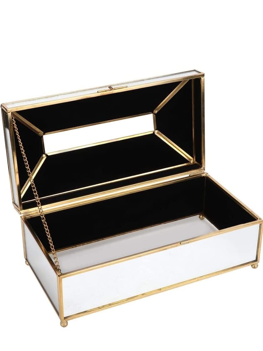 Gaocheng Glass Household Office Rectangular Tissue Paper Holder Box Cover Case Napkin Holder for Dining Room,Bedroom,Dresser Decoration- Elegant and Stylish Home Decoration(Transparent Gold)