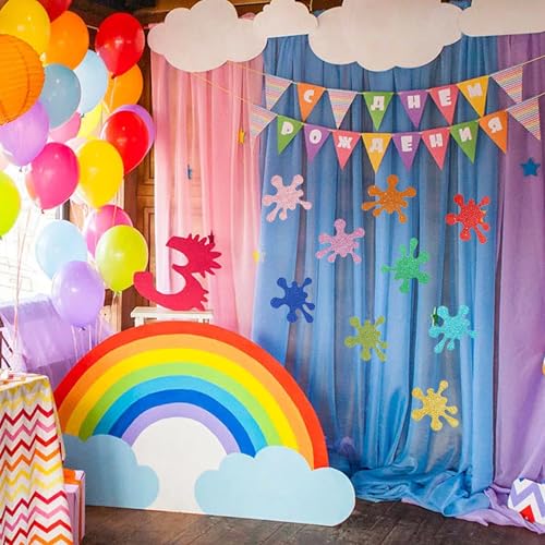 Image of Vuzvuv 54Pcs Glitter Art Paint Splatter Paper Cutouts Bulletin Board Decorations for Birthday Party Theme Decor Supplies