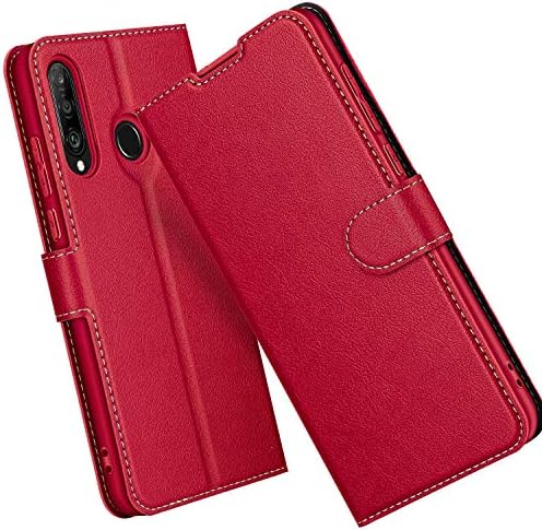 ELESNOW Case for Huawei P30 Lite / P30 Lite New Edition, Premium Leather Flip Phone Case Cover with Magnetic Closure Compatible with Huawei P30 Lite / P30 Lite New Edition (Red)
