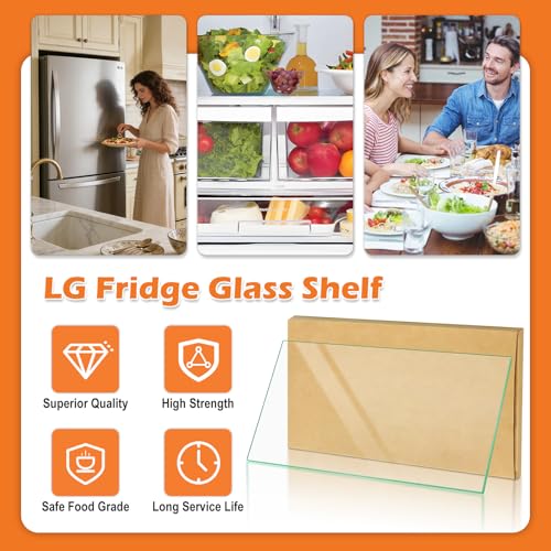Image of Upgraded MHL61952333 Refrigerator Glass Shelf Compatible with LG Kenmore Refrigerator Shelf Replacement Parts Crisper Drawer Cover Tempered Glass Shelves LG Fridge Shelves Replacement LFCS22520S Part