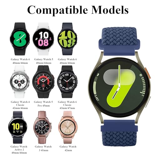 Image of Tobfit Soft Magnet Nylon Watch Strap Compatible for Samsung Galaxy Watch 4 /4 Classic (Watch Not Included), 20mm Smartwatch Nylon Single Loop Woven Band Straps for Men & Women (Dark Blue)