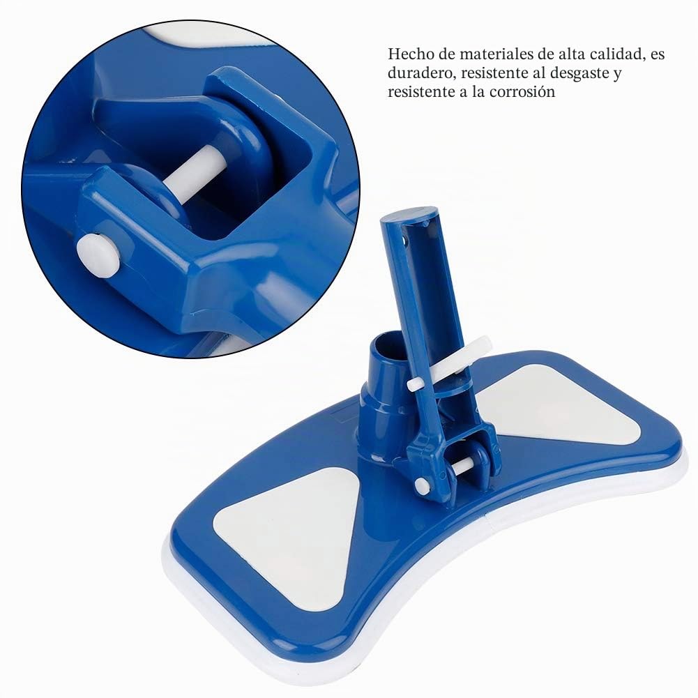 Cabezal de aspiración de piscina con peso con cepillos de nailon en la parte inferior para piscinas, cepillo de cabeza de aspiración de succión azul y curvado para piscinas Herramientas de pisc