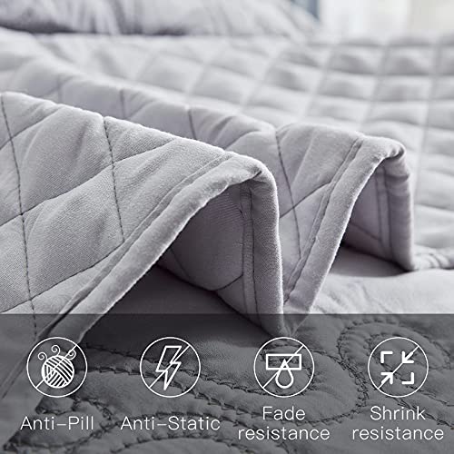 Image of CHIXIN Oversized Bedspread Coverlet Set King Size - Lightweight Bedding Cover - Beautiful Stitching - 5 Piece Reversible Bedspread - Luxury Damask Paisley Pattern (King, Light Grey)