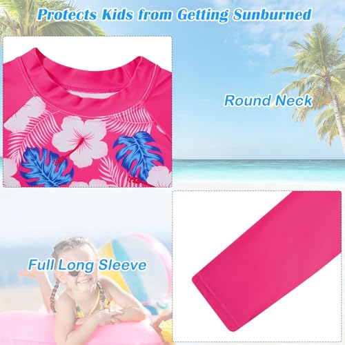 Image of TUONROAD Girls 2 Pieces Rash Guard Swimsuit Long Sleeve Tankini for 4-10 Years