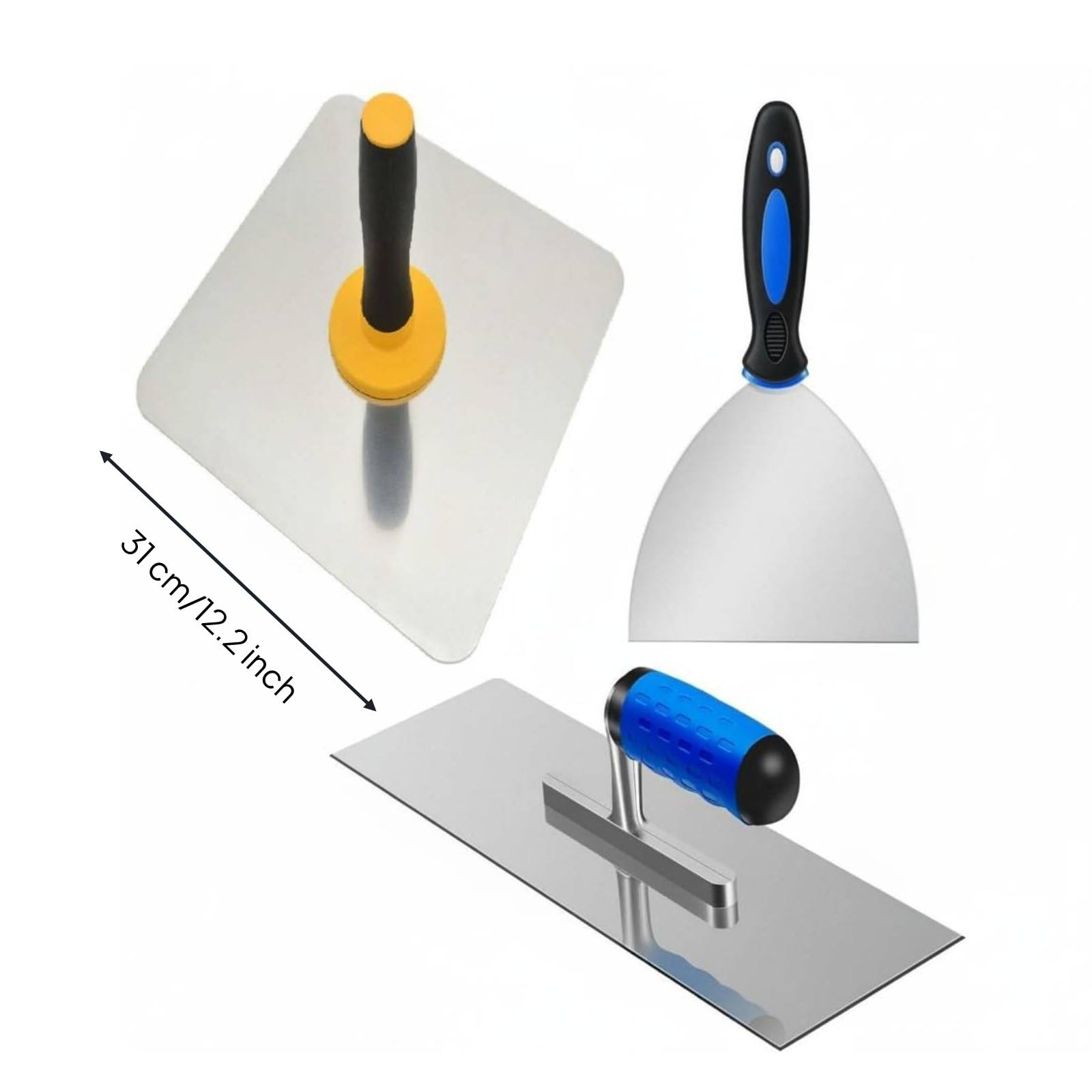 Paleta de Enlucido Yeso Cuchara Llanas Herramienta con Mango Ergonómico de Goma y Superficie Texturizada en Aluminio Anticorrosión Adecuada para del Hogar Profesionales Paredes y Techos