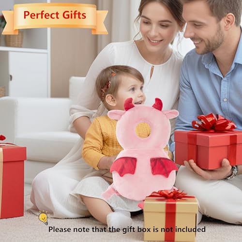 Image of Baby Head Back Protector Backpack Toddler Safety Protector Cushion Pad Soft, Adjustable and Lightweight Design for Safe Walking and Crawling Toddlers Girls and Boys(Pink Devil)