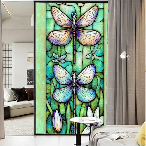 Vinilo para ventana de vidrio esmerilado con diseño de libélulas acuareladas 17.7x23.6 pulgadas miniatura 3