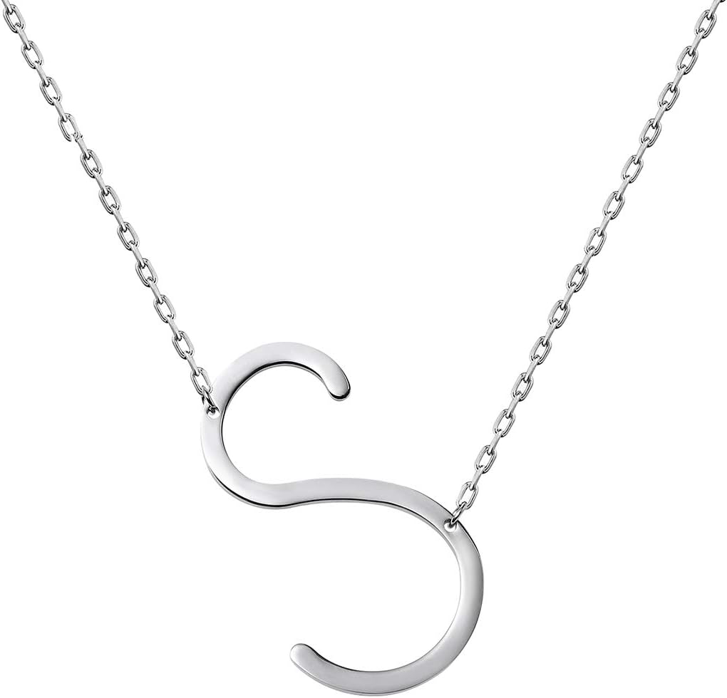 WIGERLON Stainless Steel Initial Letters Necklace for Women Color 18k Gold-plated Silver-plated from A-Z Letter