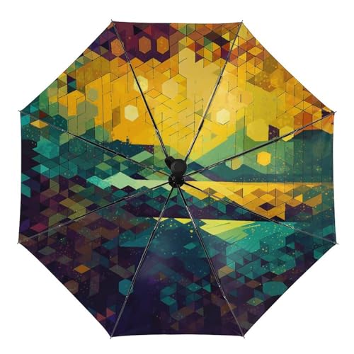 Parapluie pliant automatique pour trajets urbains hexagone brillant