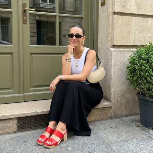 Image of CUSHIONAIRE Sky Platform Sandals for Women, Faux Wood Block Heel Slide with Comfort Foam Footbed and Vegan Leather Straps, Wide Width Available
