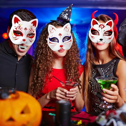 RCFINE 10pcs DIY Cat Masks Blank Paintable Halloween Cosplay Masks (Cat)
