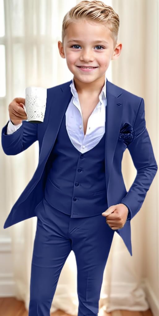 Costume de smoking 3 pièces pour enfant, blazer pour garçon, pour mariage